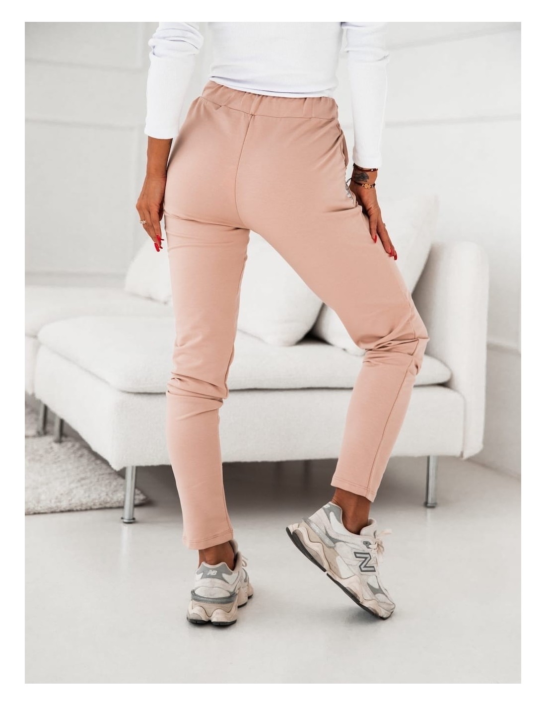 Women\'s beige cotton sweatpants 0560 - Online store - Boutique